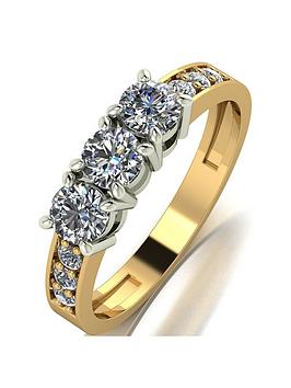 Moissanite Lady Lynsey 9Ct Gold 1.00Ct Total Moissanite Trilogy Ring