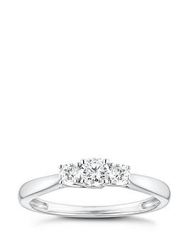 H. Samuel 9Ct White Gold Engagement Ring. 0.33Ct Diamond Three Stone Ring