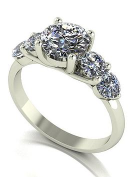 Moissanite 9Ct White Gold 2.25Ct Total 5 Stone Moissanite Solitaire Ring