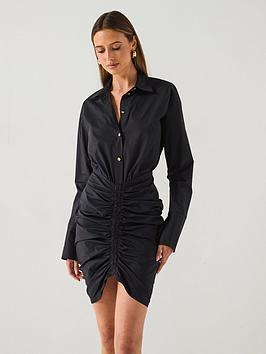 Versace Jeans Couture Stretch Mini Shirt Dress - Black