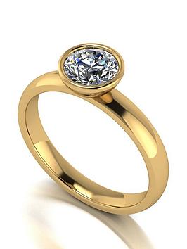 Moissanite 9Ct 1Ct Rub Set Wed Fit Solitaire Ring - Gold