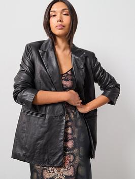 Allsaints Deri Leather Blazer - Black