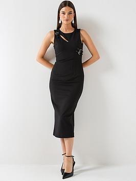Versace Jeans Couture Buckles Basque Midi Dress - Black