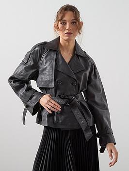 Allsaints Reed Leather Jacket In Black