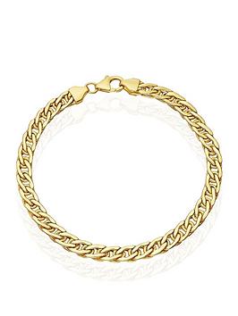 Ernest Jones 9Ct Wide Double Curb Bracelet - Gold