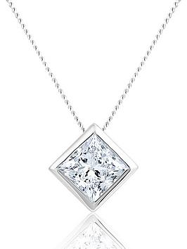 Love Diamond 1.00Ct Princess Cut Diamond Slider Pendant With Chain Lab Grown