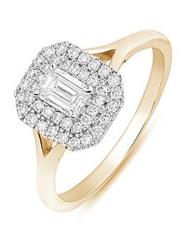 Love Diamond 0.50Ct Emerald Cut Diamond Double Halo Ring Lab Grown