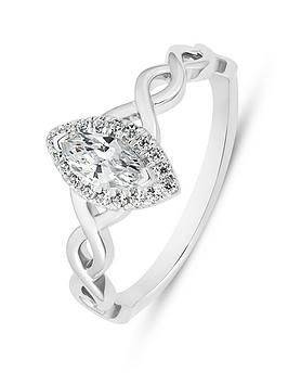 Love Diamond 0.35Ct Marquise Cut Diamond Halo Twist Ring Lab Grown