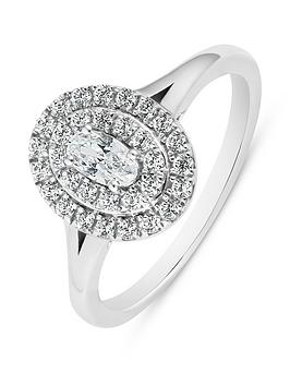 Love Diamond 0.50Ct Oval Double Halo Diamond Dress Ring Lab Grown