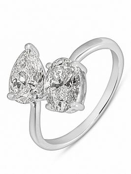 Love Diamond 2.00Ct Mixed Shape 'Me & You' Diamond Ring (Oval & Pear Cuts) Lab Grown