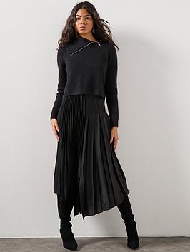 Allsaints Jax Roll Neck Dress - Black