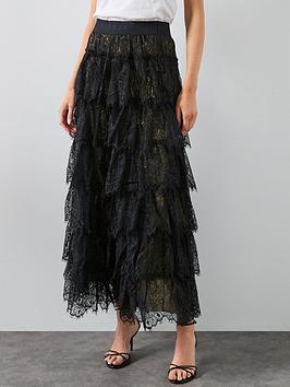 Allsaints Rory Lace Maxi Skirt - Gold