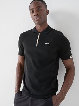 Boss Mens Golf Perform Knitted Polo Shirt - Black