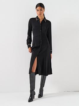 Ps Paul Smith Womens Swirl Trim Midi Dress - Black