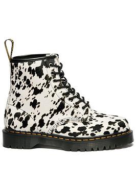 Dr Martens 1460 Bex 8 Eye Boot Cream Black Dalmatian Hair On - Black/White