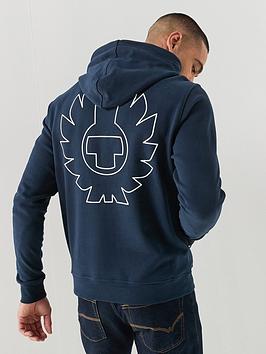 Belstaff Border Large Back Logo Hoodie - Navy