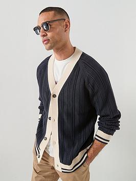 Ps Paul Smith Button Through Knitted Cardigan - Navy