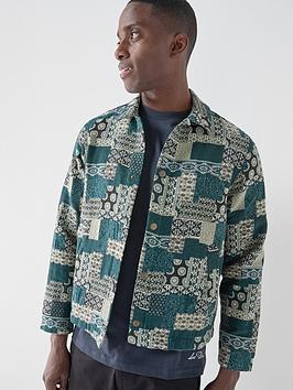 Les Deux All Over Jacquard Overshirt - Dark Green
