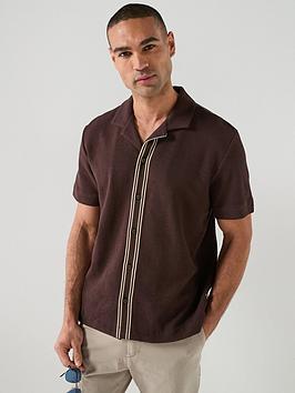 Boss C-Pasini 47 Revere Collar Button Through Polo Shirt - Brown