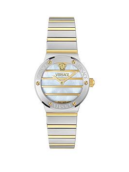 Versace Greca Logo Pearl 28Mm 2-Tone Case Ladies Watch