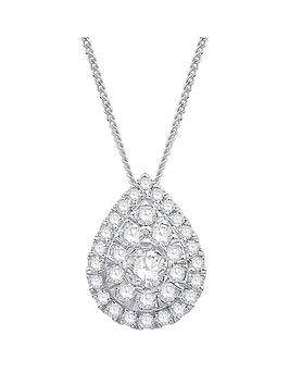 Ernest Jones 050Ct Diamond Cluster Pear Shaped Pendant - Platinum