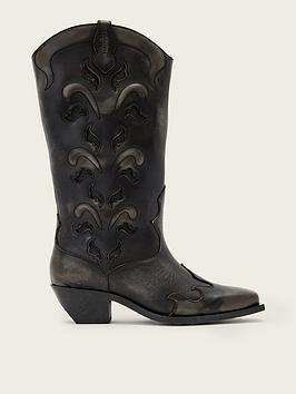 Allsaints Dolly Leather Western Boots - Brown