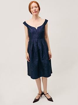 Monsoon Juliana Jacquard Midi Dress - Navy