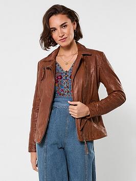 Joe Browns Joes Favourite Leather Jacket - Brown