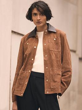 Mint Velvet Cognac Suede Barn Jacket - Brown