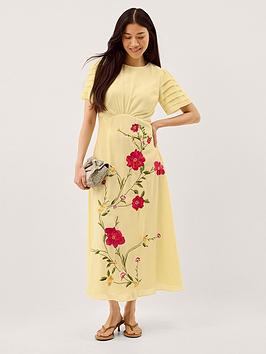 Monsoon Jocelyn Embroidered Dress - Yellow