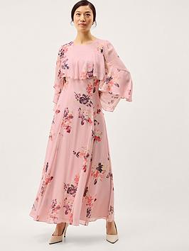 Monsoon Amber Floral Cape Dress - Pink