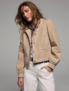Mint Velvet Sand Suede Puff Sleeve Jacket