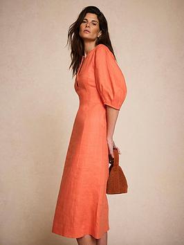 Mint Velvet Orange Linen Midi Dress