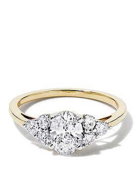 Created Brilliance Samara 9Ct Yellow Gold 1.12Ct Tw. Lab Grown Diamond Oval Cluster Engagement Ring