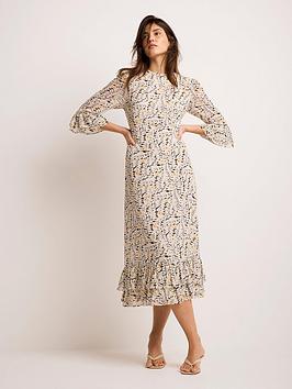 Mint Velvet Floral Print Ruffle Midi Dress