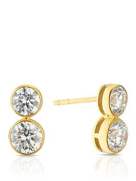 Harriet Sterling Silver & 18Ct Yellow Gold Plated Vermeil 1Ct Lab-Grown Diamond Graduate Dew Drop Stud Earrings