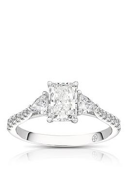 Harriet Platinum Radiant Trilogy Stone Set Shoulders 1.40Ct Lab Grown Diamond Ring