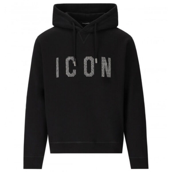 Dsquared2 Mens Studded Icon Logo Black Hoodie¬† - Size Small