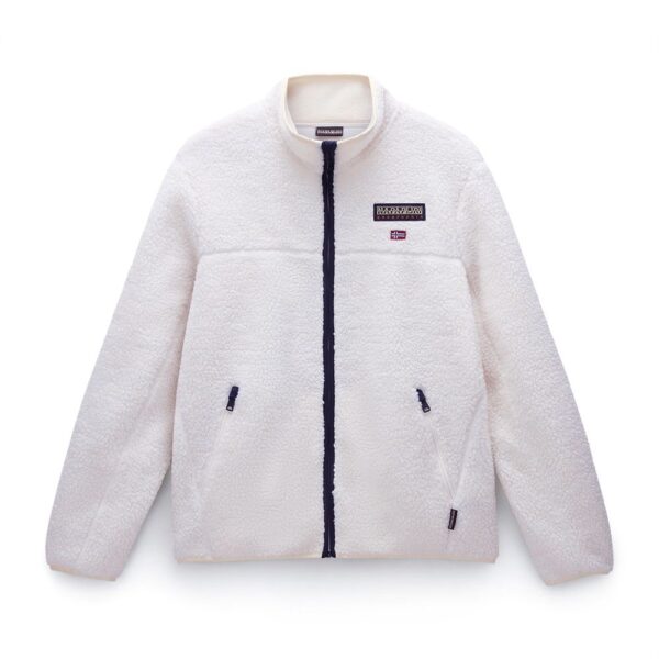 Napapijri Mens Tynik Sherpa Full Zip Fleece White Heron - Ecru - Size X-Large