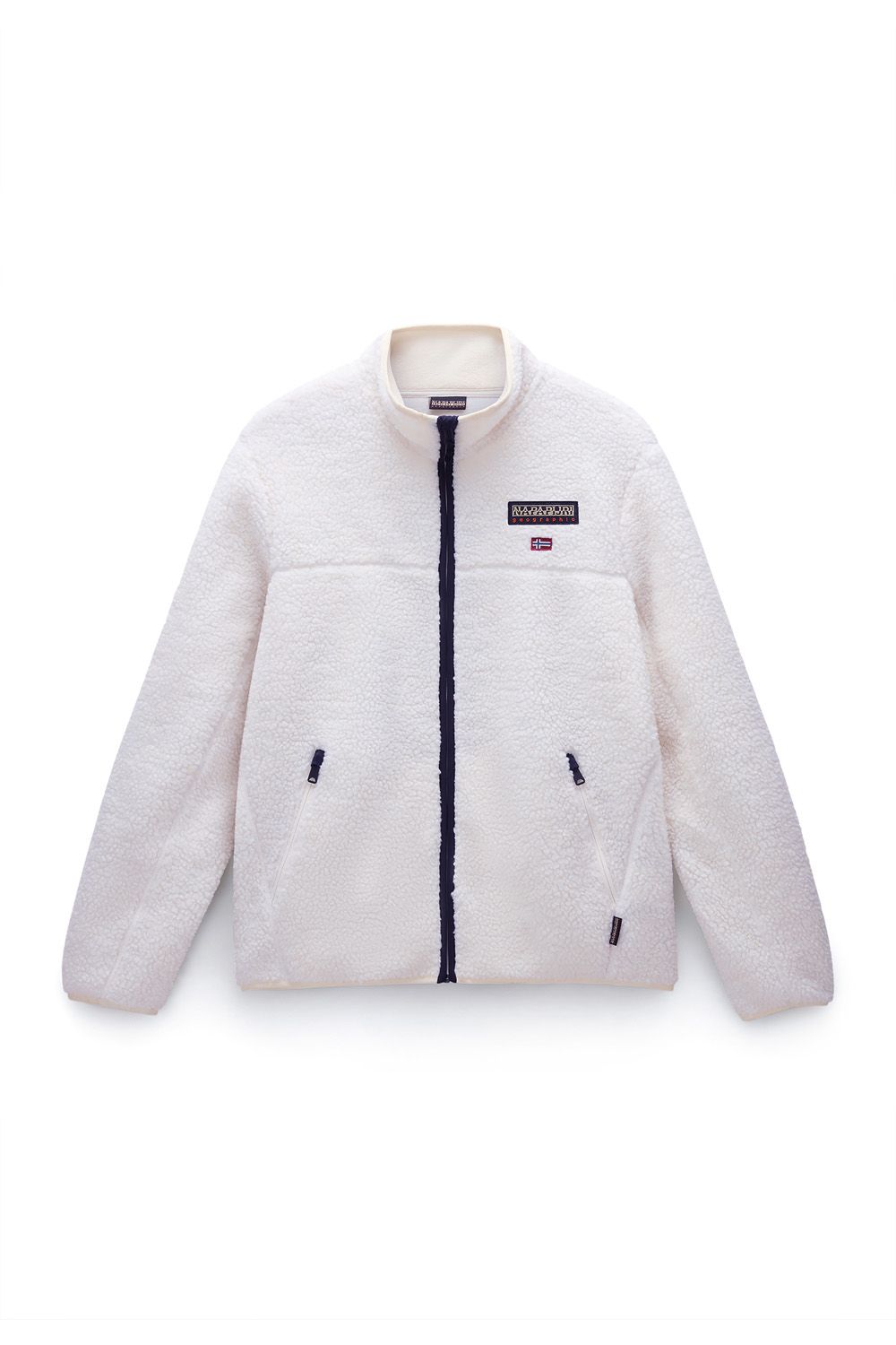 Napapijri Mens Tynik Sherpa Full Zip Fleece White Heron - Ecru - Size X-Large