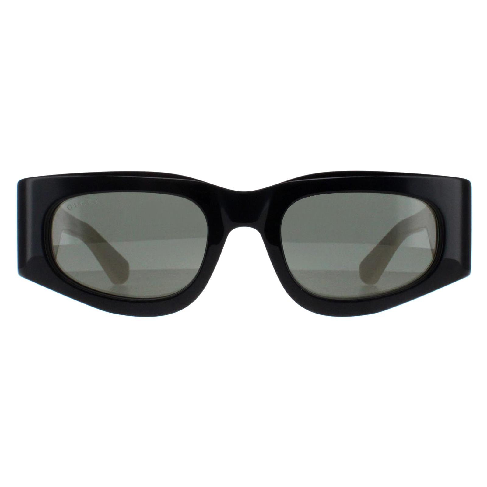 Gucci Rectangle Womens Black with Ivory Grey GG1664S - One Size