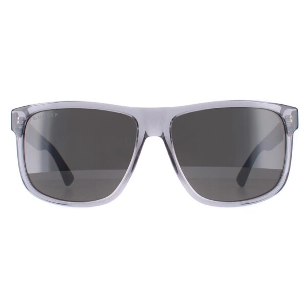 Gucci Rectangle Mens Transparent Grey and Black Polarized GG0010S - One Size