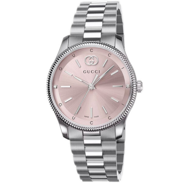 Gucci Womens YA1265061 G-Timeless Pink Dial Ladies Watch - Silver Stainless Steel - One Size