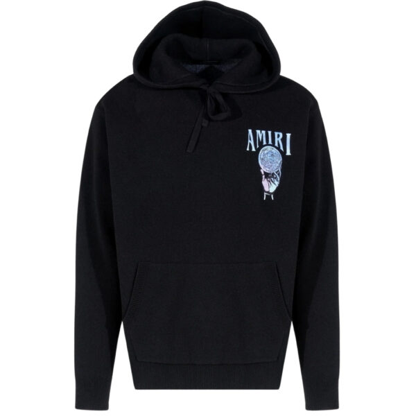 Amiri Mens Crystal Ball Black Cashmere Hoodie - Size Large