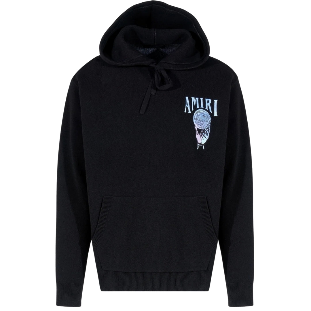 Amiri Mens Crystal Ball Black Cashmere Hoodie - Size Large