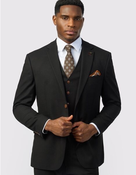 Antique Rogue Slim Fit Black Texture Stretch Men's Suit Jacket
