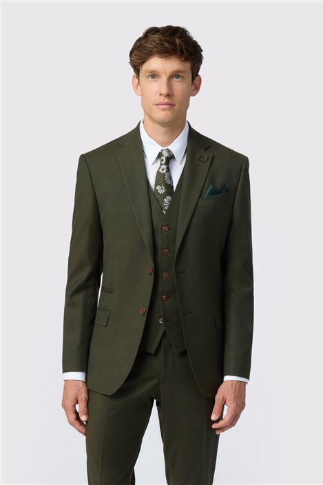 Antique Rogue Slim Fit Harley Khaki Green Flannel Men's Suit Jacket