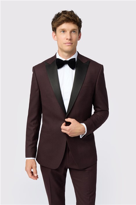 Antique Rogue Slim Fit Burgundy Texture Men's Suit Jacket