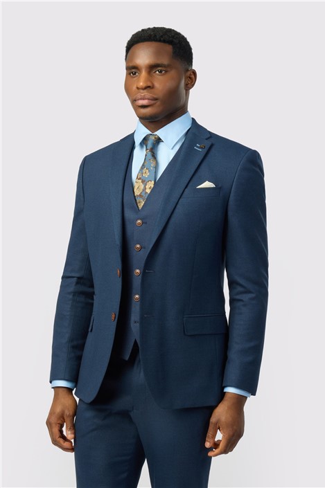 Antique Rogue Slim fit Navy Blue Texture Stretch Men's Suit Jacket