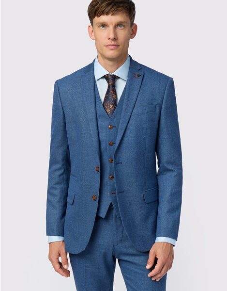 Antique Rogue Slim fit Blue Texture Stretch Men's Suit Jacket